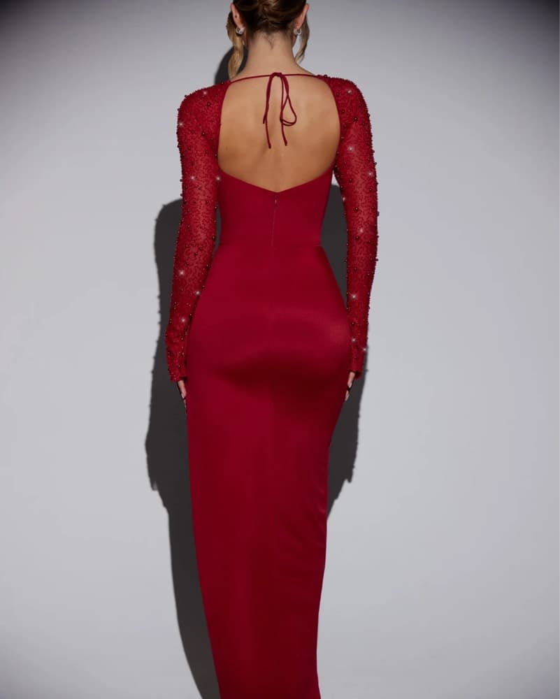 Oh Polly Red Sequin Gown - Image 2