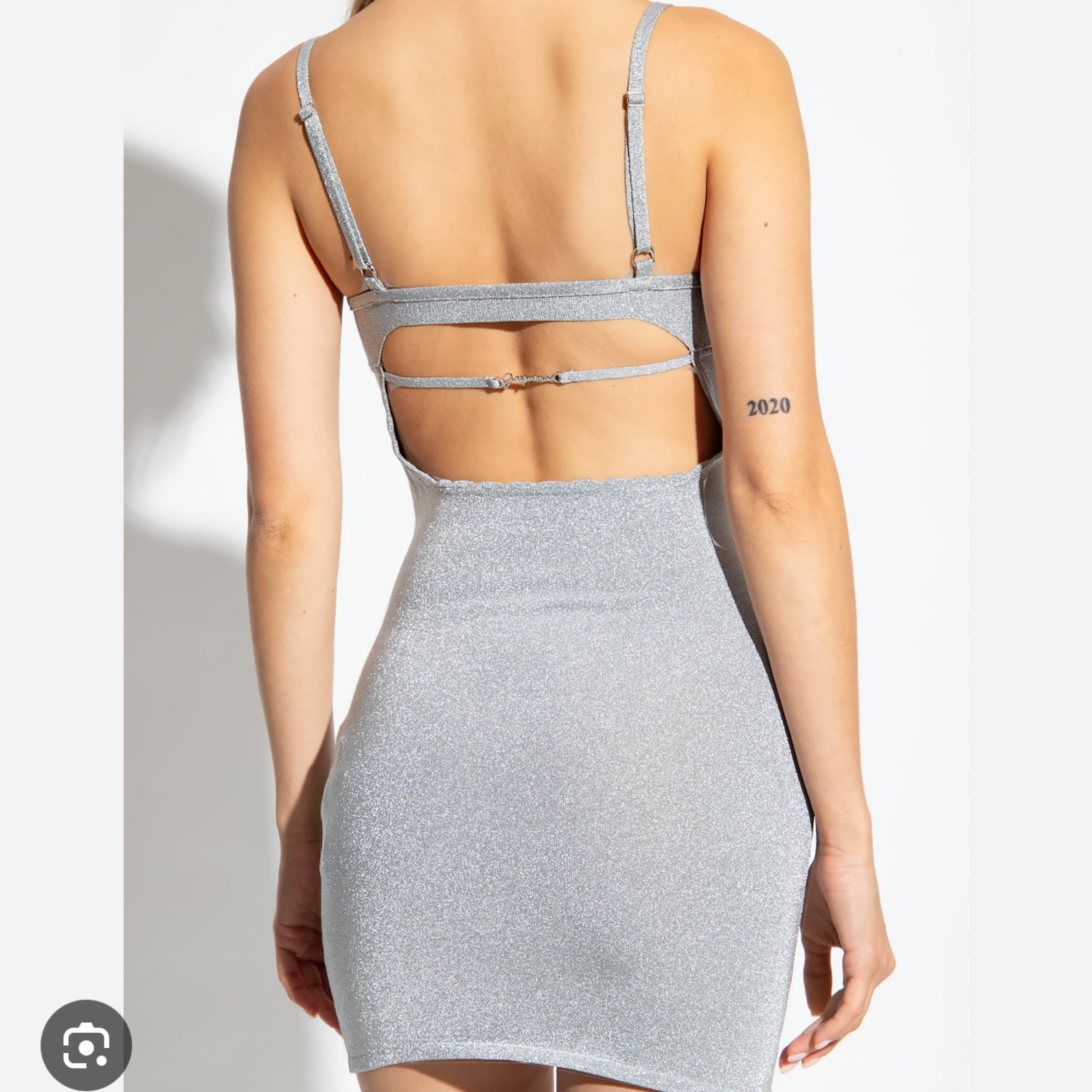 Jacquemus Mini Dress Silver Sparkle - Image 2