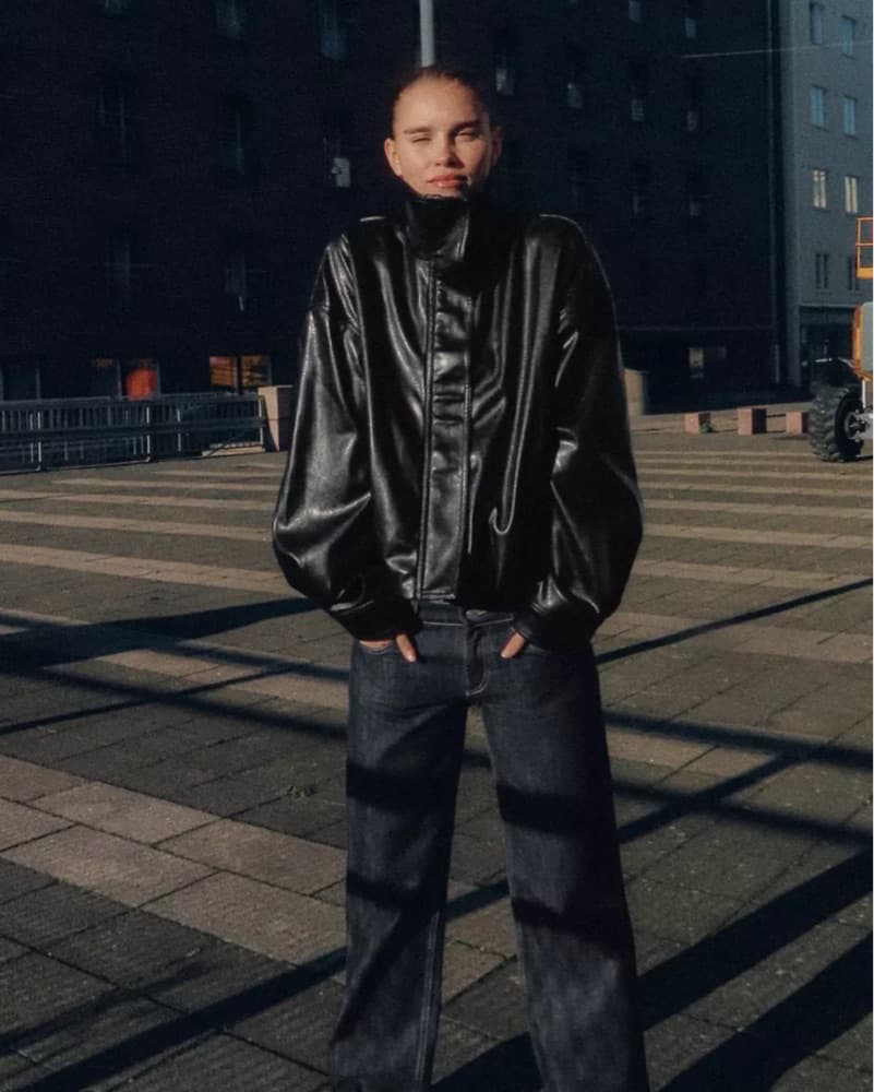 Black Zara Faux Leather Jacket - Image 5