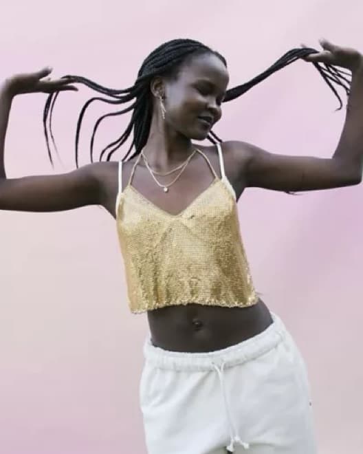 UO Gia Metal Mesh Halter Top - Image 3