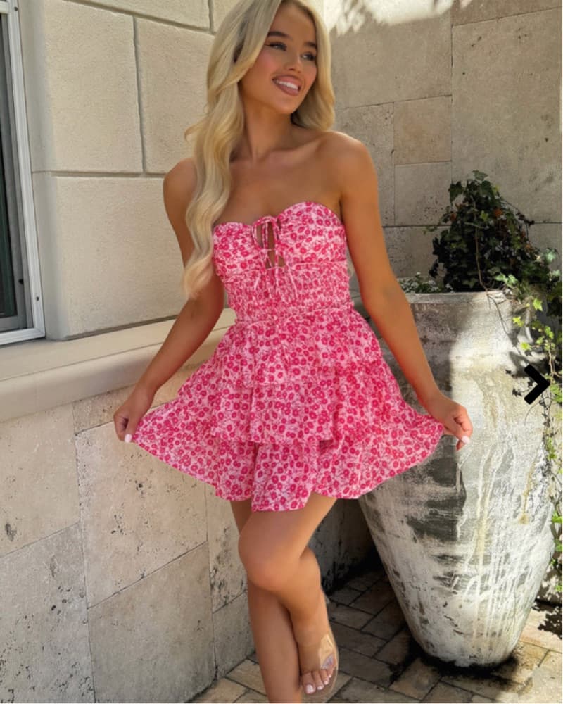 Thatssofetch Floral Strapless Dress - Image 2