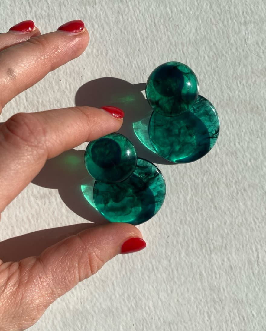 Acrylic Teal Earrings - Image 3