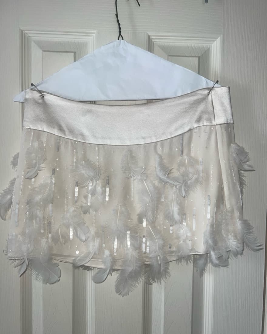 Vintage Feather & Sparkle Mini Skirt - Image 1