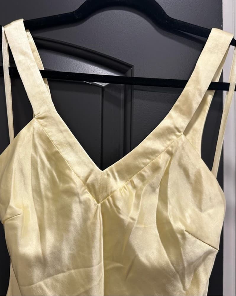Billy J Yellow Satin Maxi Dress - Image 2