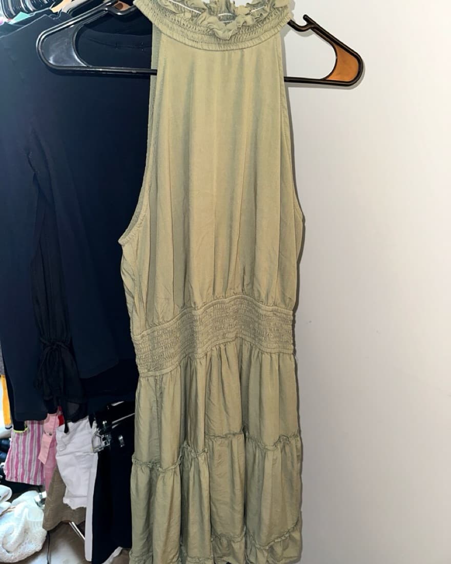 Green Tiered Halter Dress - Image 6