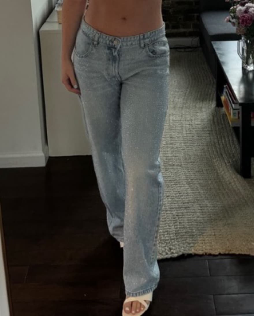Zara Rhinestone Baggy Jeans - Image 1