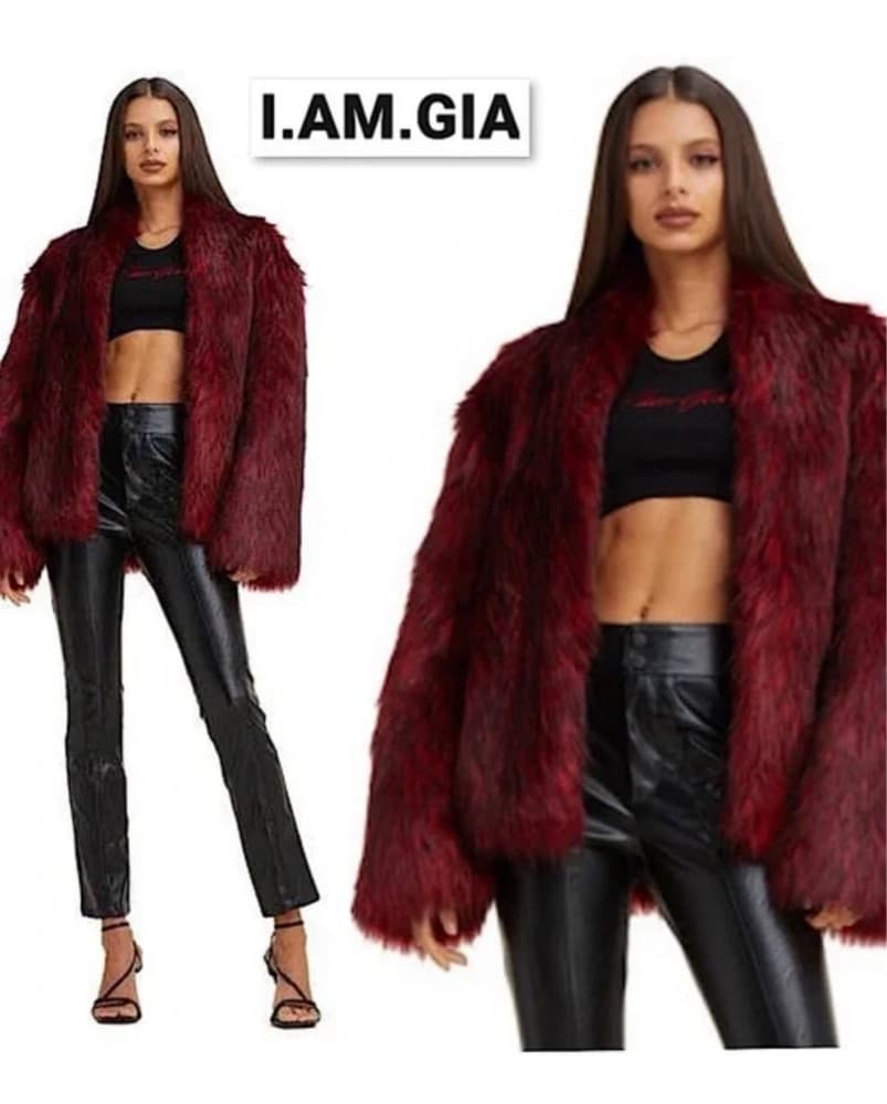 I AM GIA Burgundy faux fur Coat  - Image 4