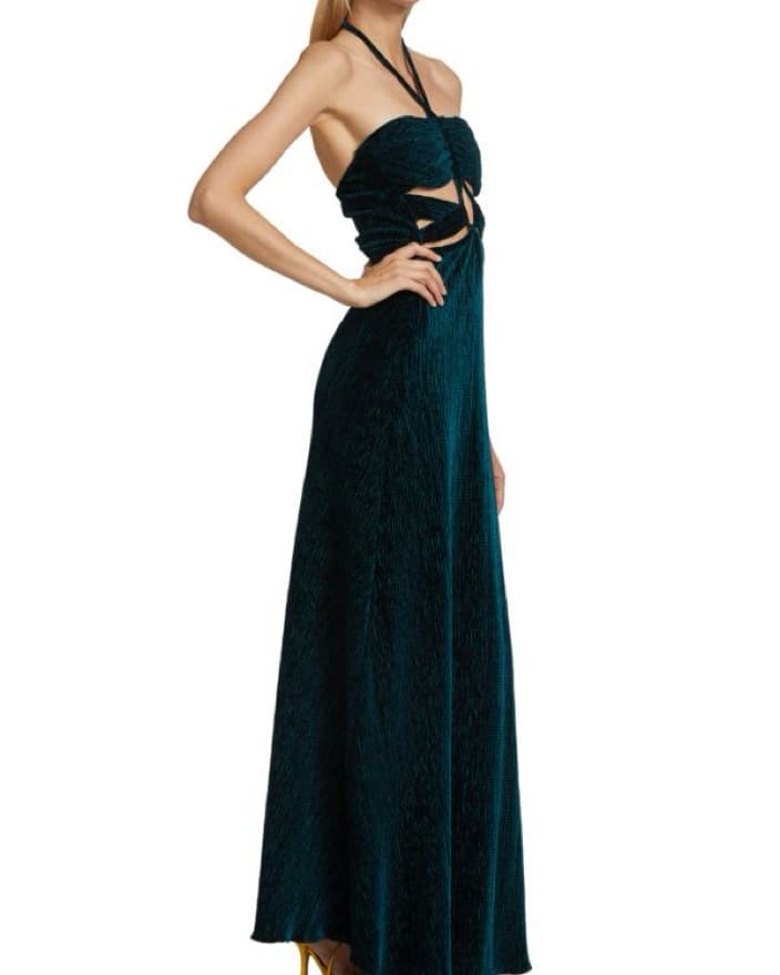 PatBo Green velvet halter Maxi Dress Sz6 - Image 3