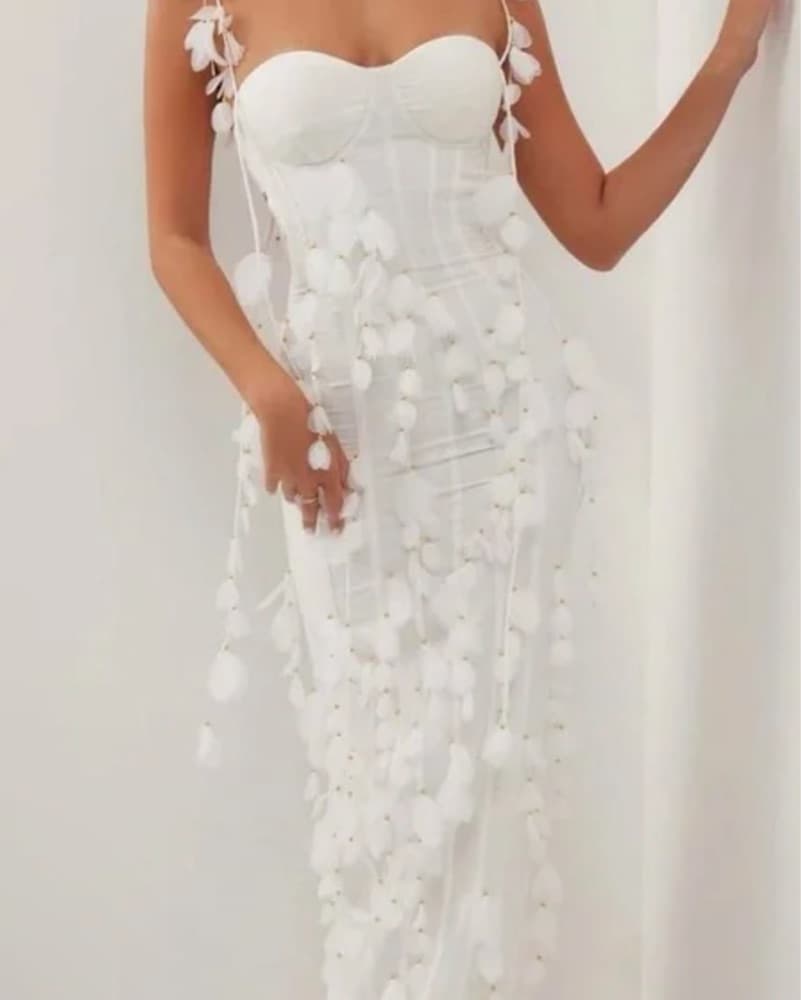 Alix Earle White Feather Corset Dress - Image 3