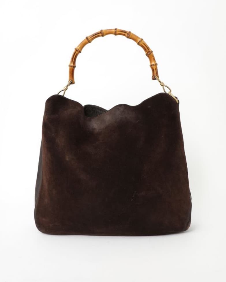 Gucci Brown Suede Bamboo Handle Hobo Bag - Image 1