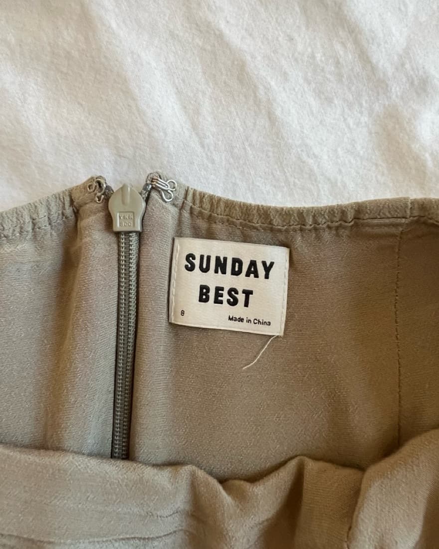 Aritzia Sage Green Slit Mini Skirt - Image 3