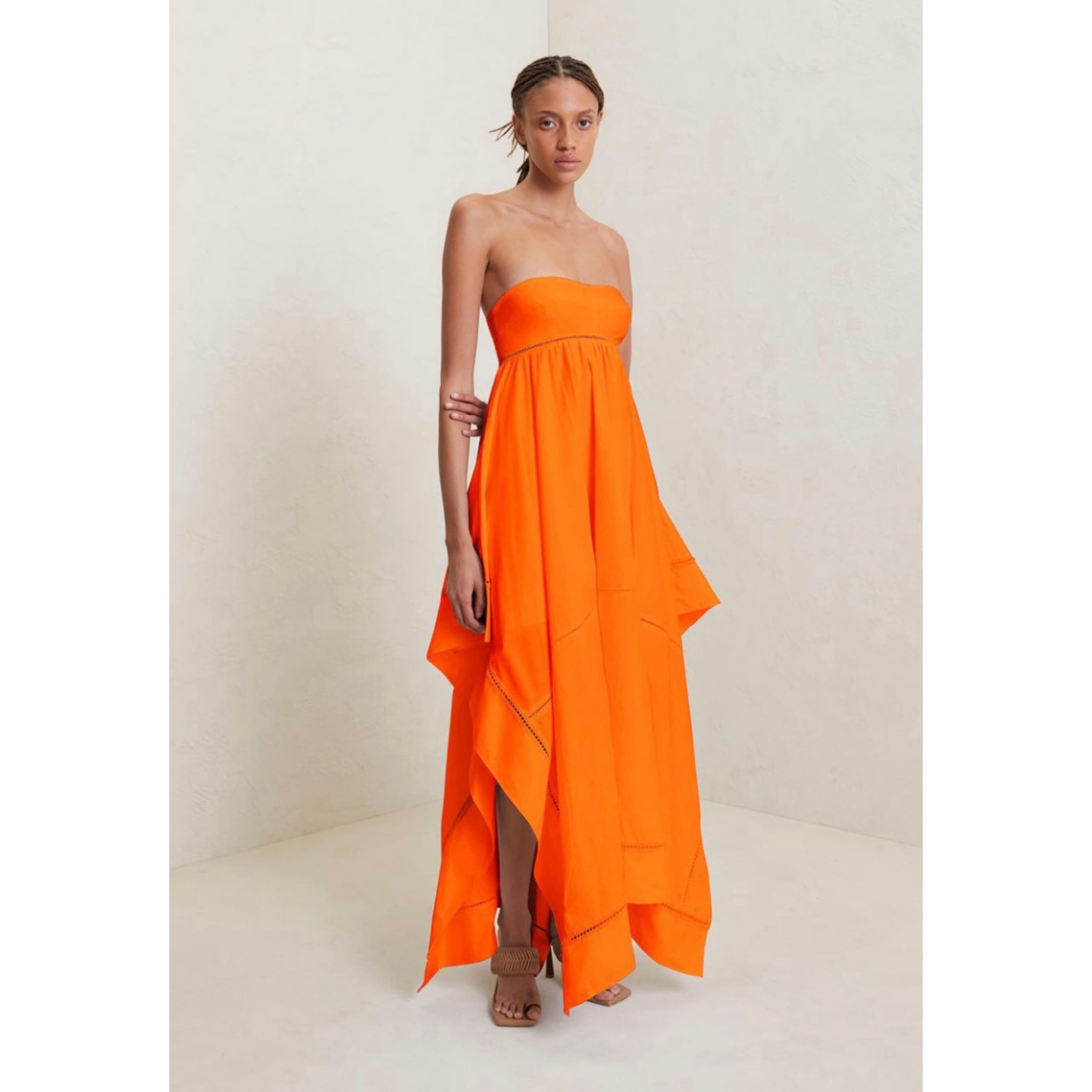 $700 ALC Tangerine Tissue Hem Dress - Image 1