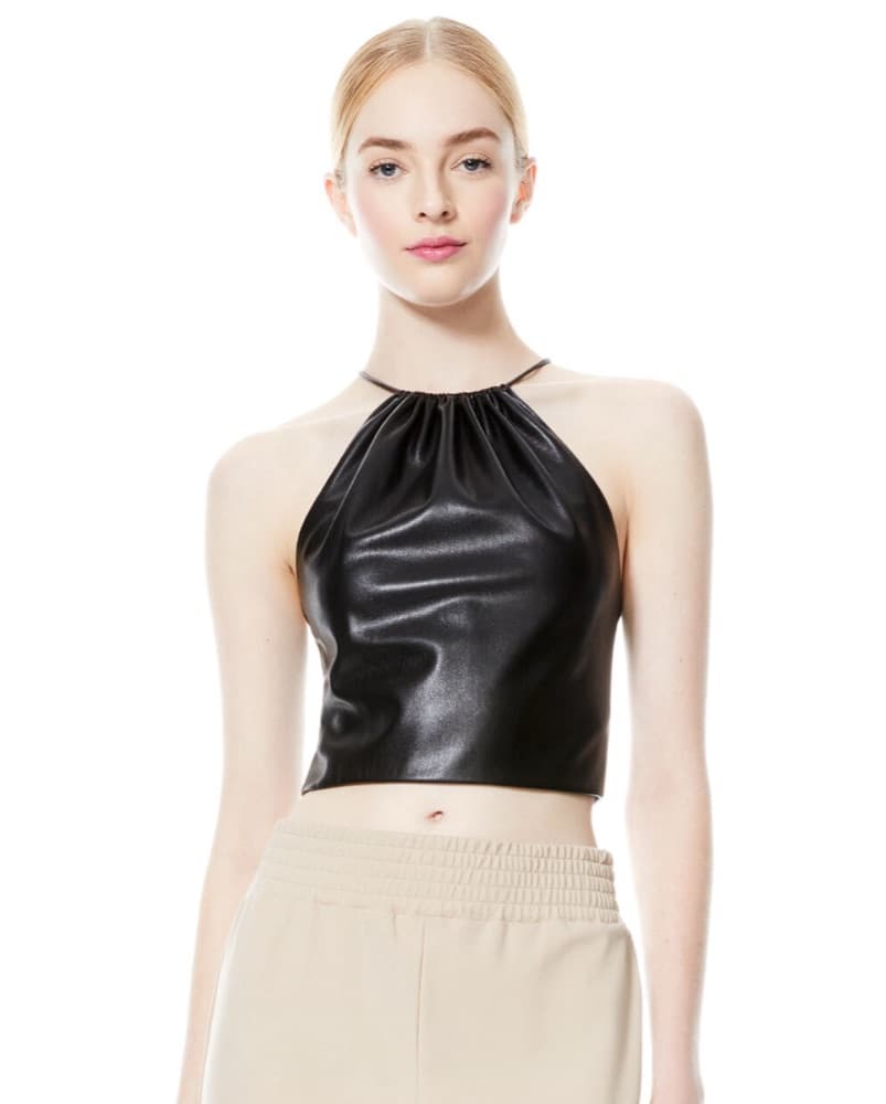 Alice & Olivia  Vegan Leather Crop Top - Image 4