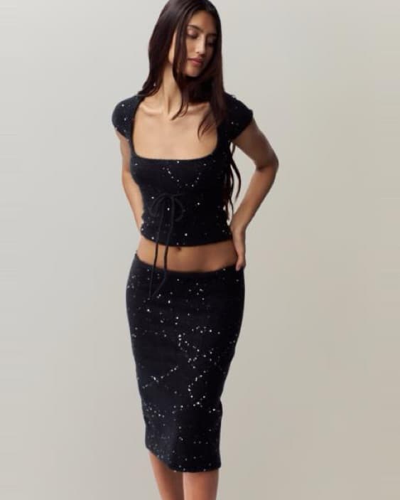 Guizio Sequin Knit Skirt - Image 1