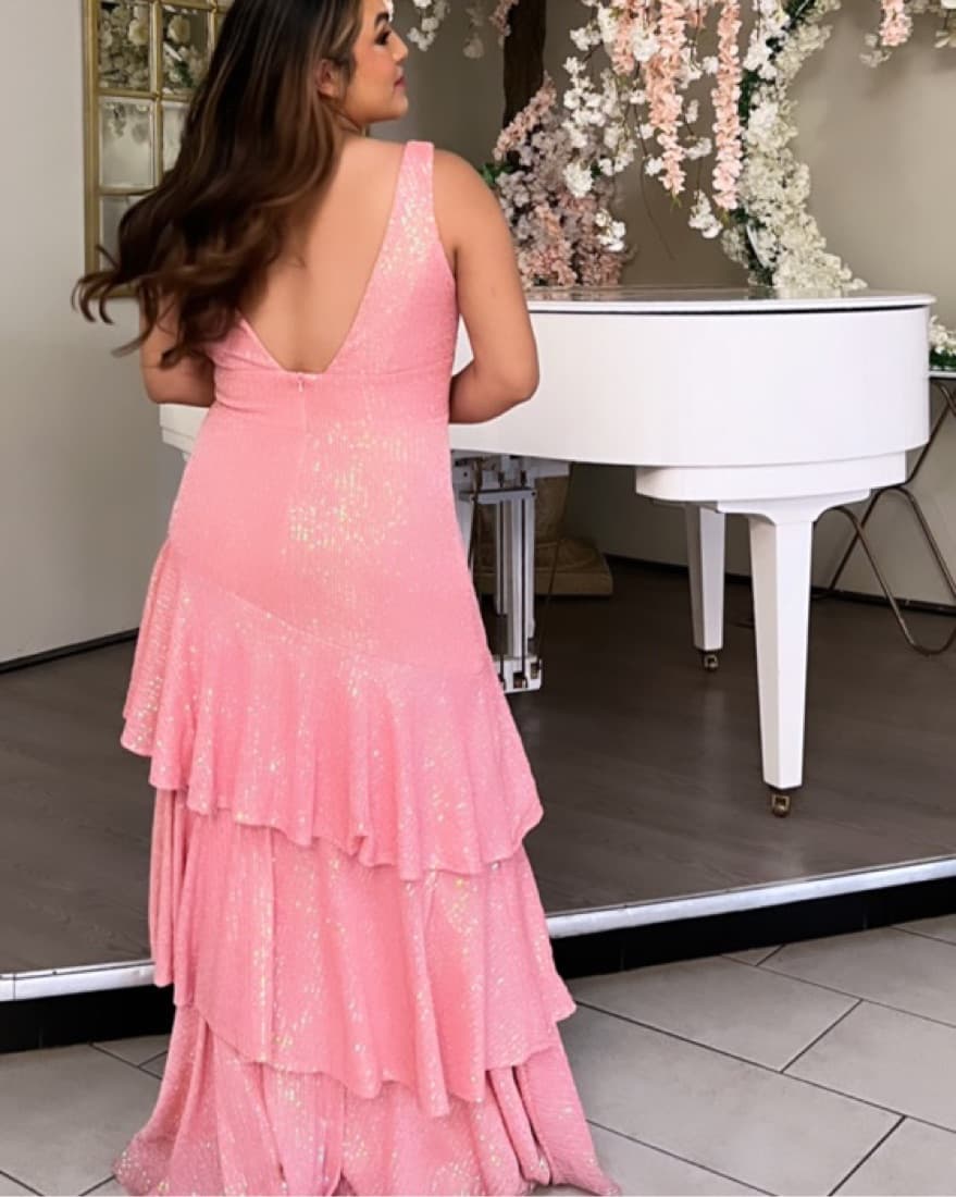 Mac Duggal Pink Sequins Gown - Image 1
