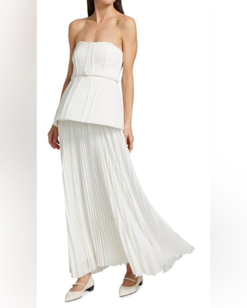Jonathan Simkhai White Pleated Maxi  - Image 1