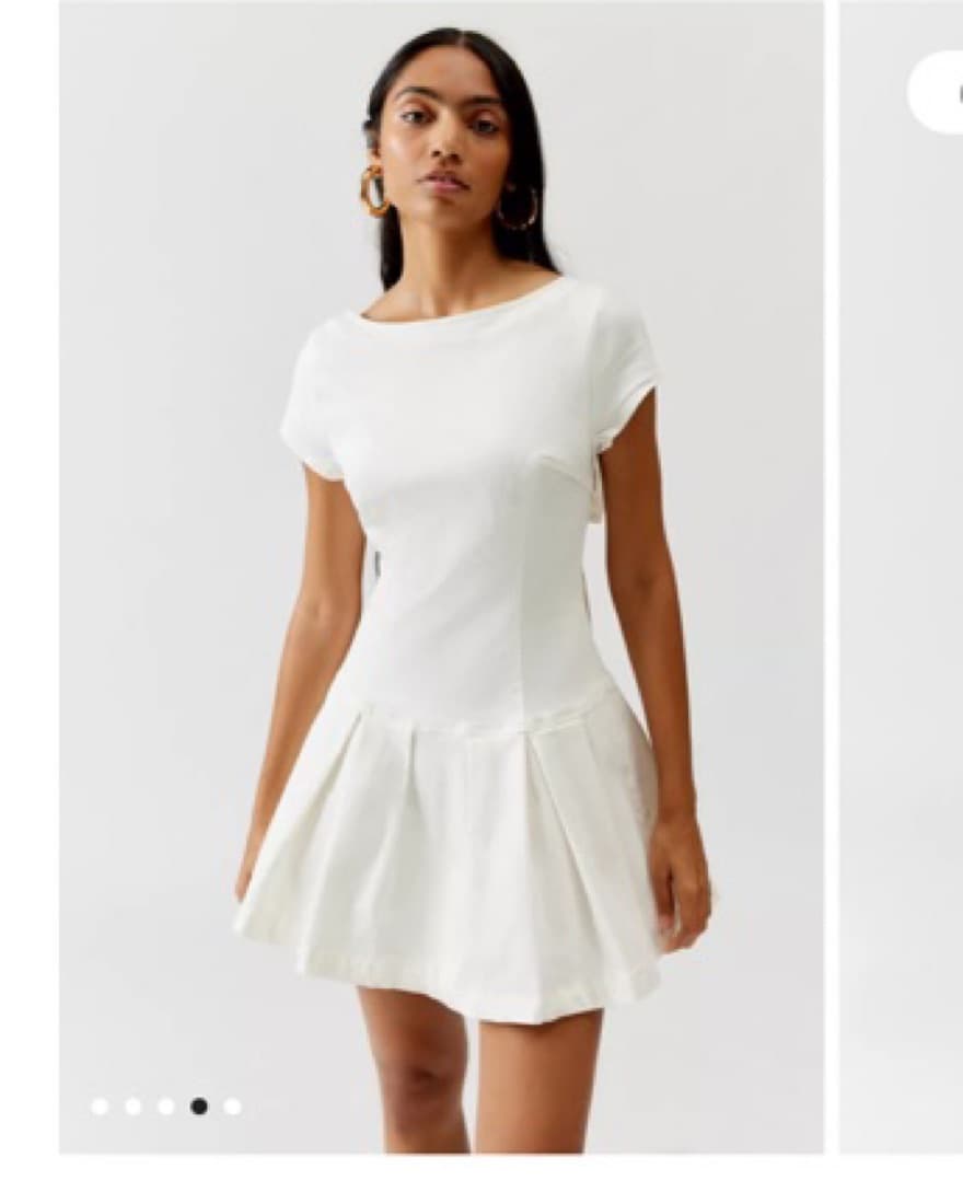 White pleated Mini dress - Image 2