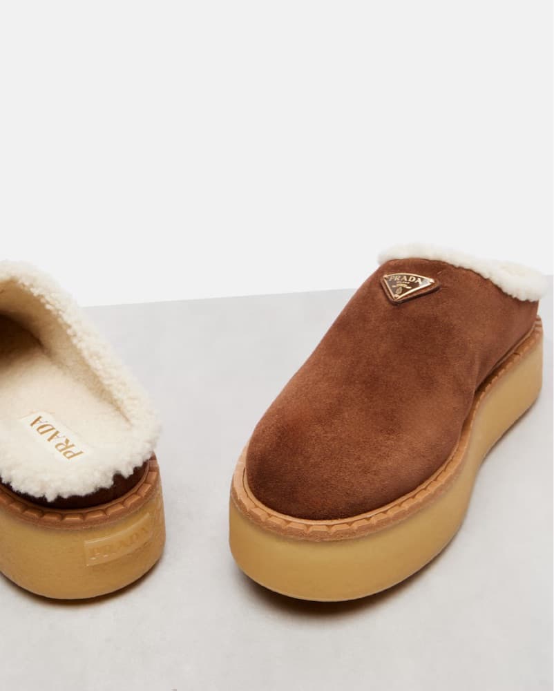 Prada Fur Lined Platform Mules - Image 6