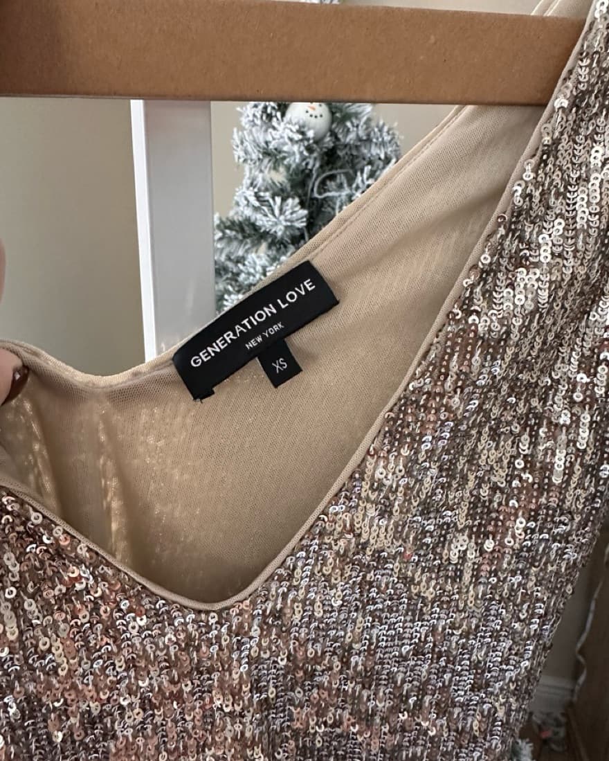 Sequin Gold Mini Dress Size XS - Image 2