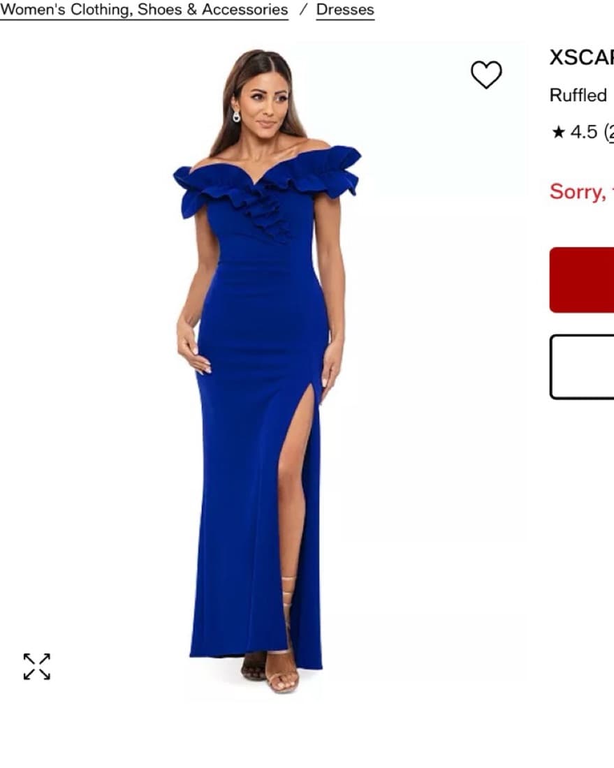 Blue Off The Shoulder Ruffle Gown - Image 2