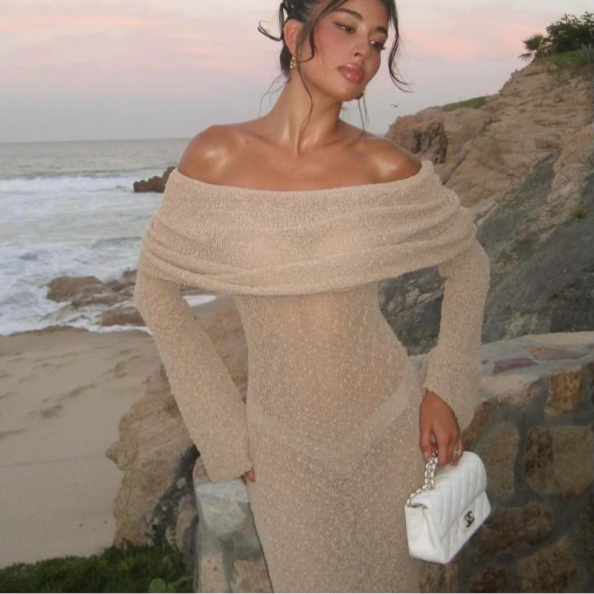 Meshki Off Shoulder Boucle Maxi Dress - Image 2
