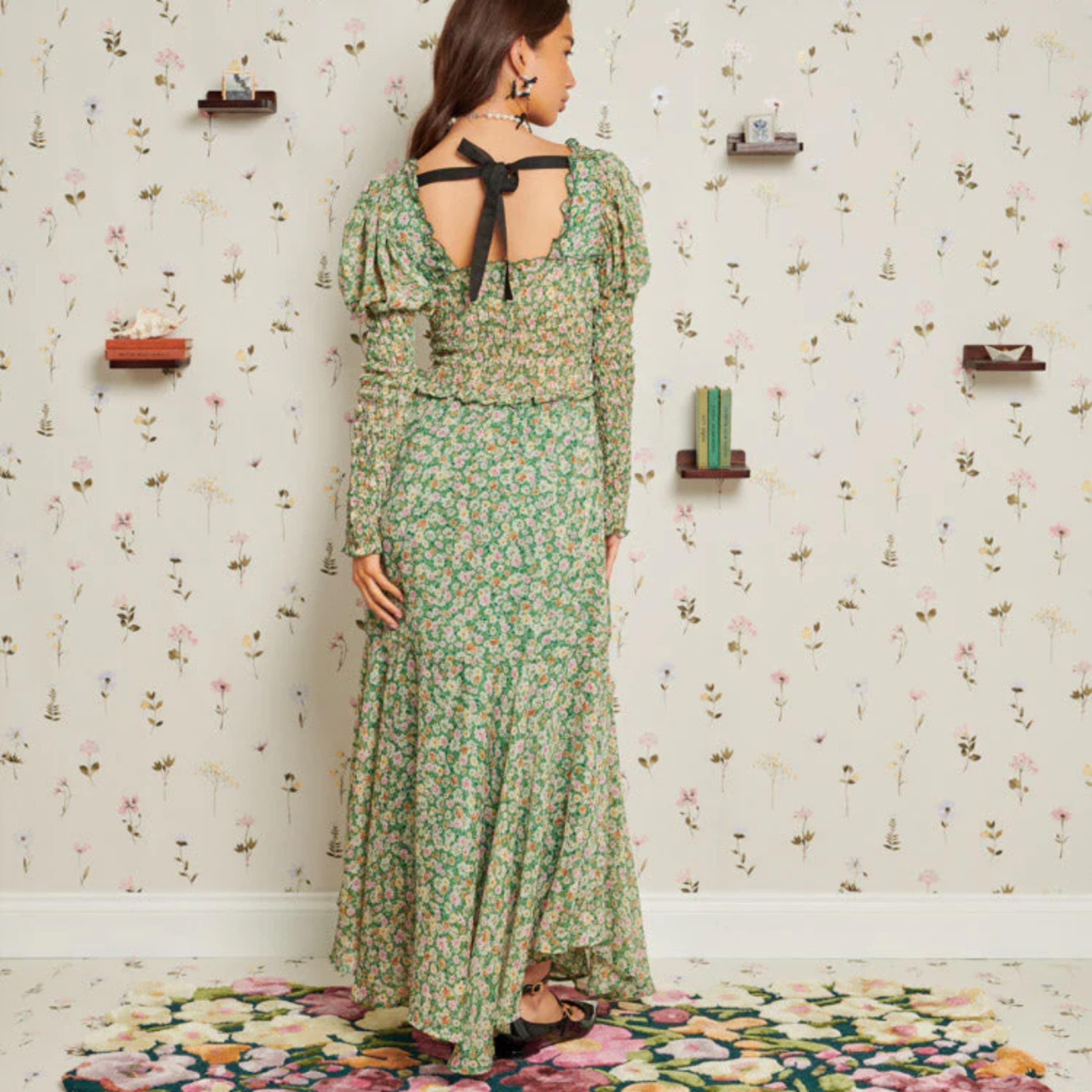 Floral Notes Boho Midi Dress - Image 4