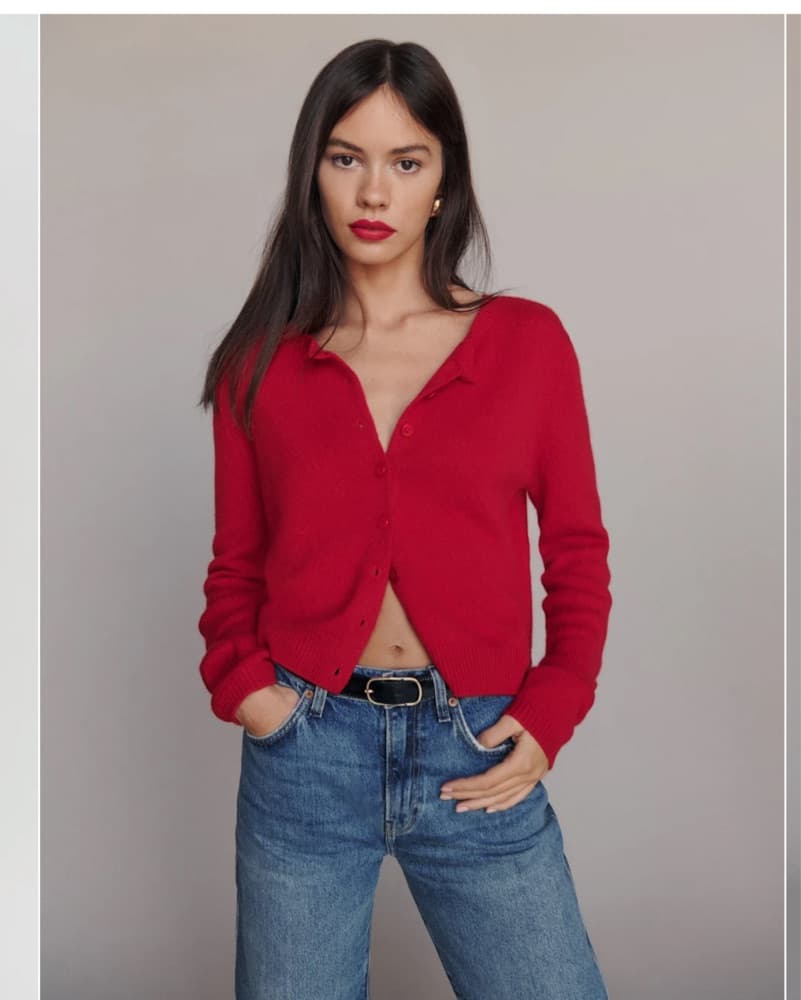 Reformation Red Cashmere Cardigan - Image 2