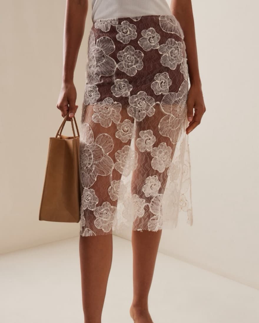 Siedrés Siam Floral Sheer Lace Skirt h - Image 1