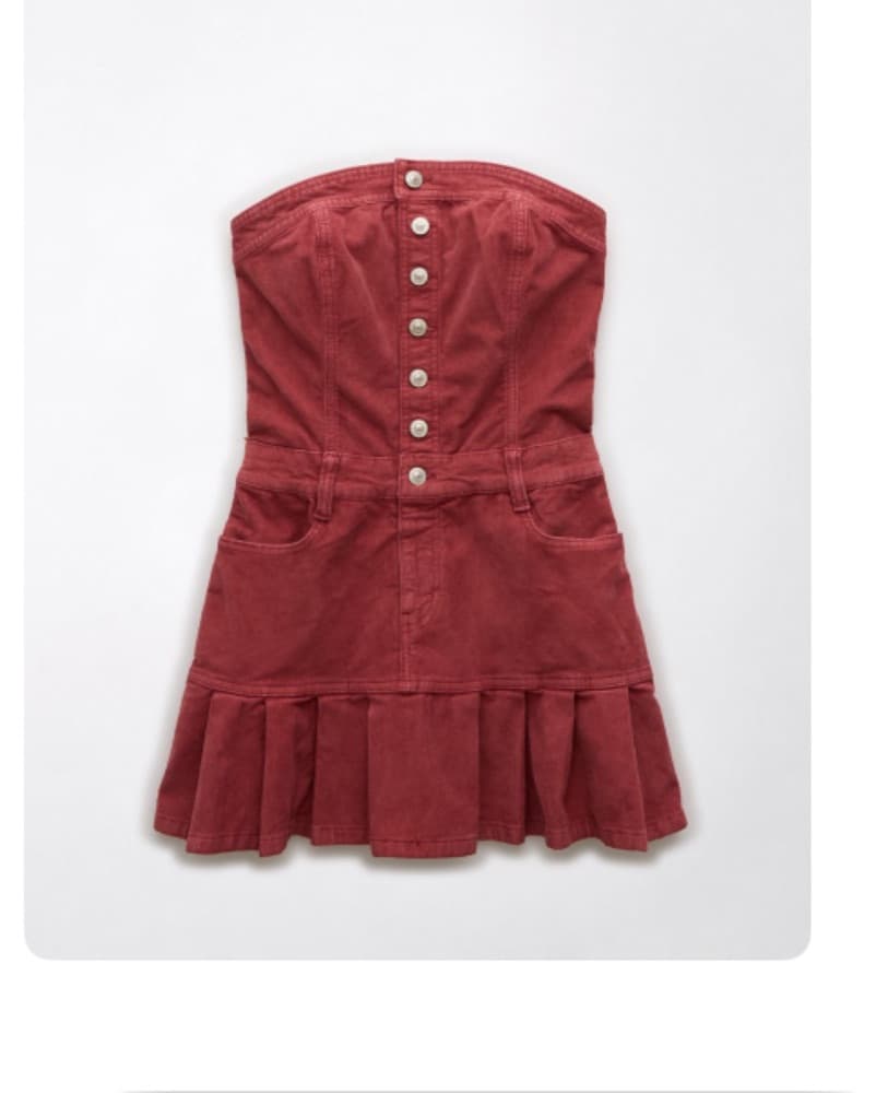 Vibrant Red Cordoroy Dress - Image 1