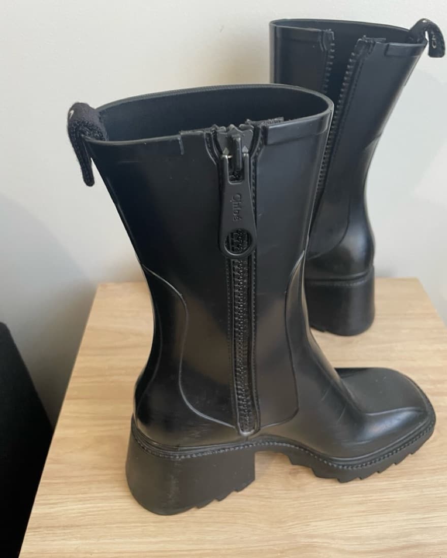 Chloe Black Zip Rain Boots - Image 4
