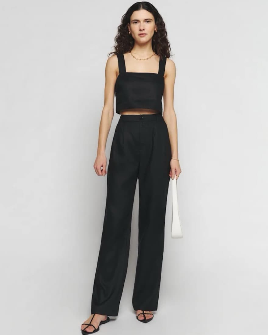 Reformation Olivia Black Linen Two Piece - Image 1
