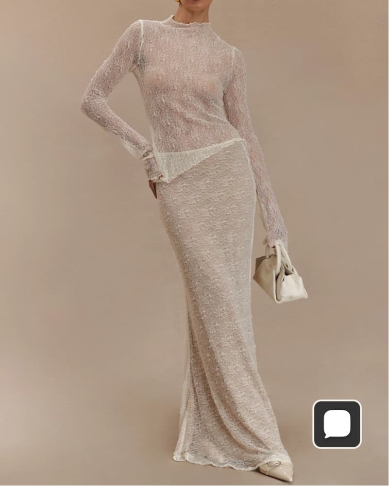 White Two Piece Skirt Set - Image 1