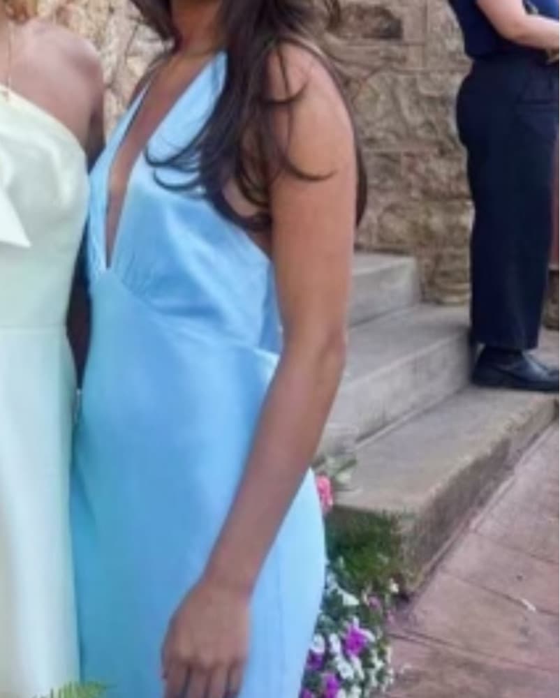 Shona Joy Halter Gown Light Blue - Image 2