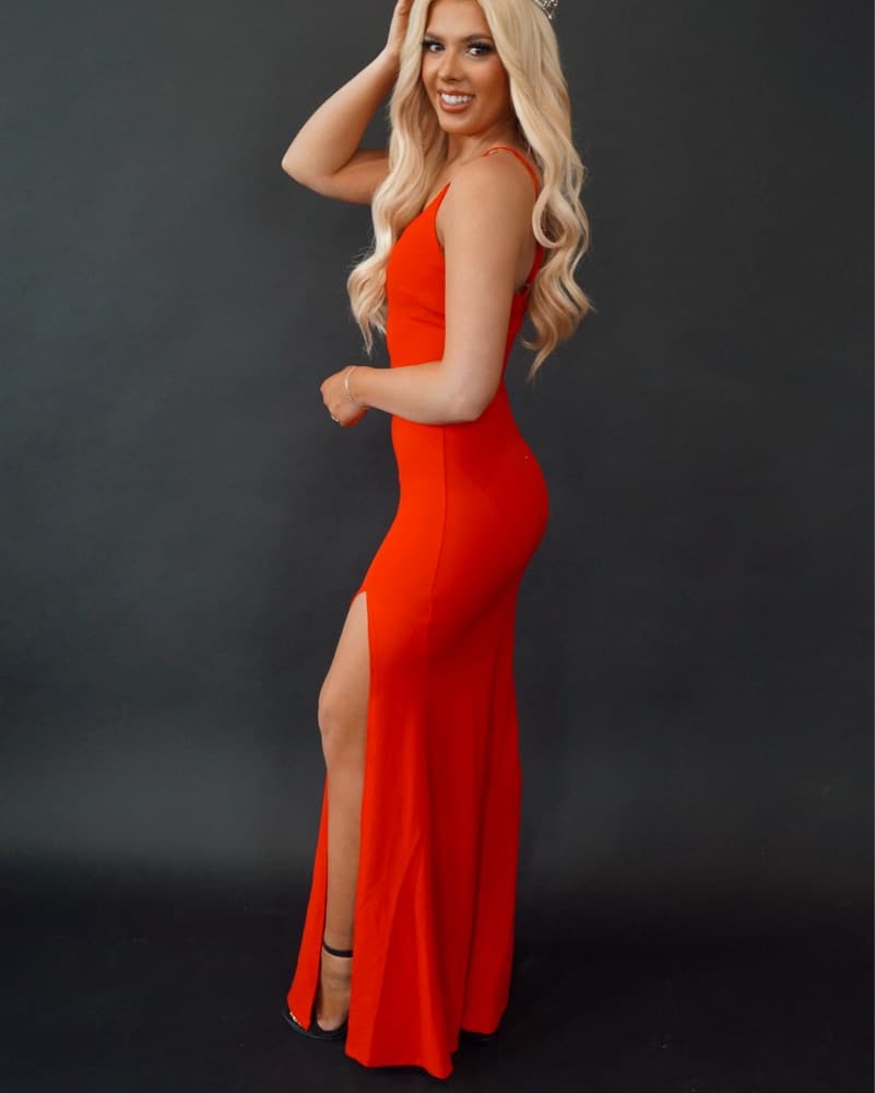 Red One Shoulder Gown - Image 2