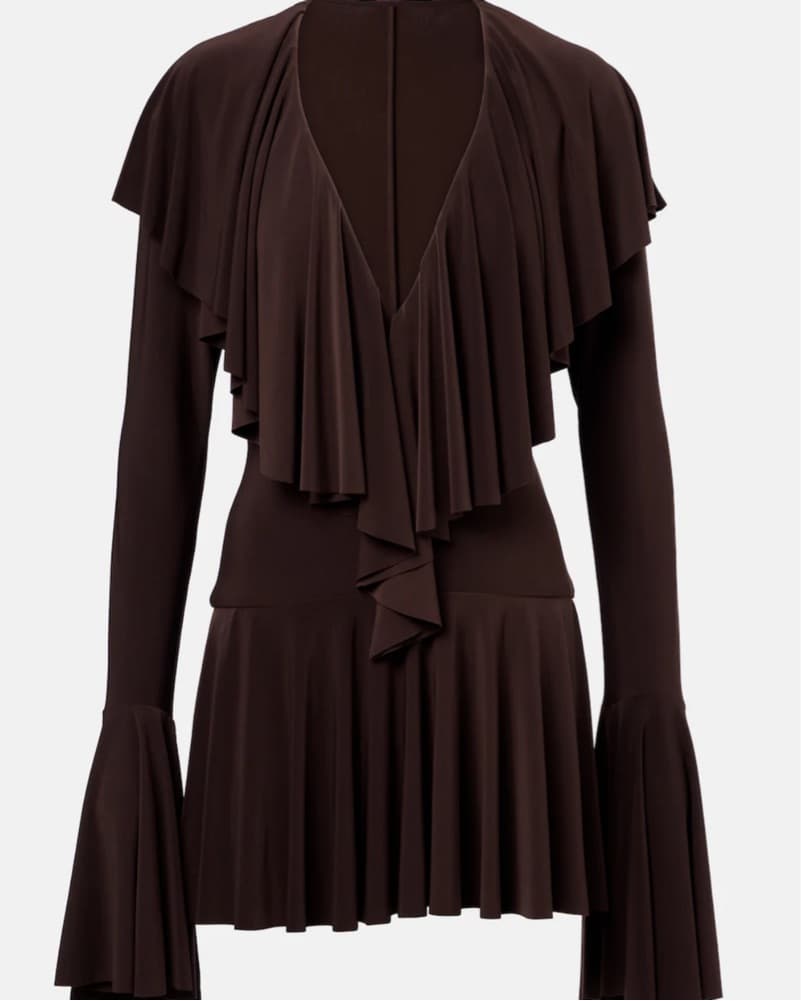 Norma Kamali Ruffled Jersey Mini Dress - Image 2