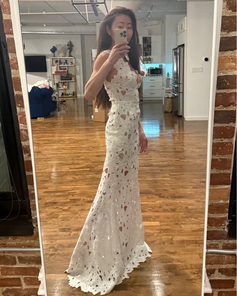 Patbo White Floral Gown + Satin Cape 0 - Image 3