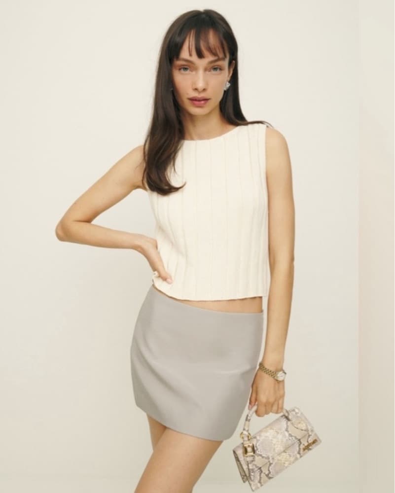 Reformation Charchi Skirt Grey/Silver - Image 3