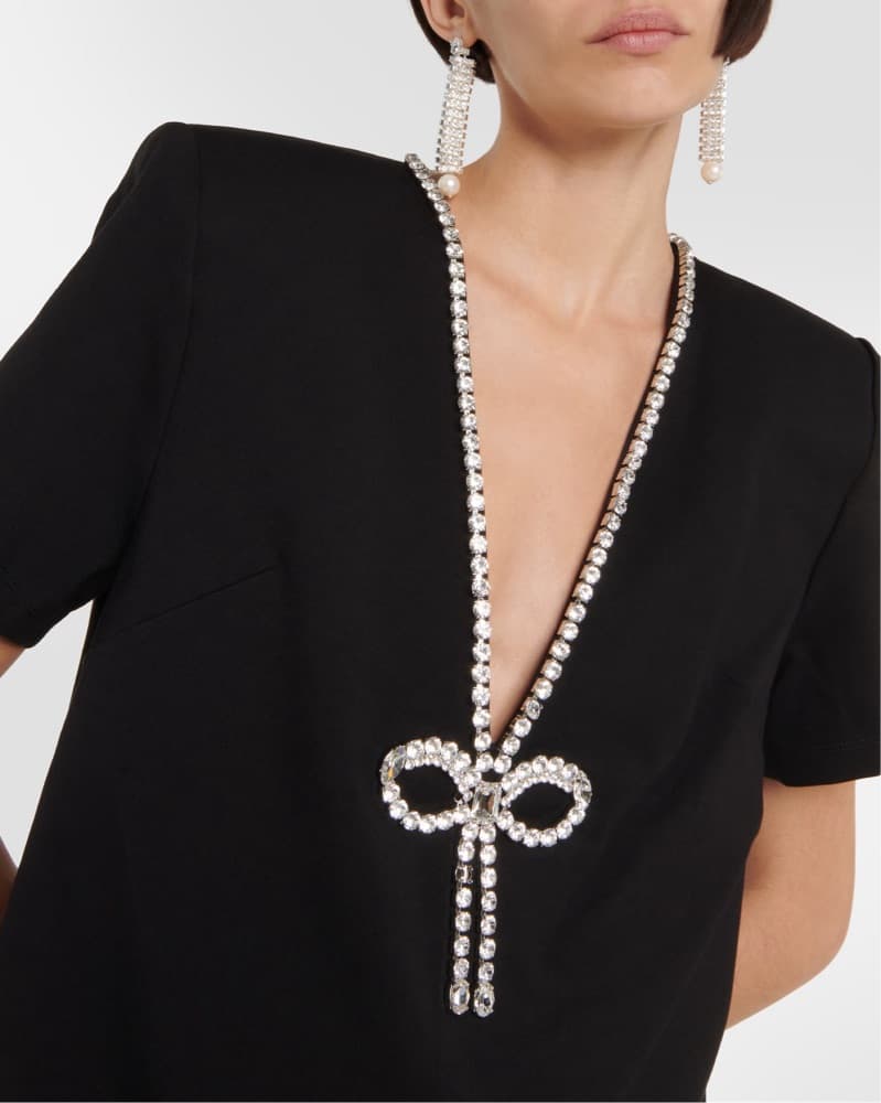 Area Black Crystal Bow Cocktail Dress  - Image 2