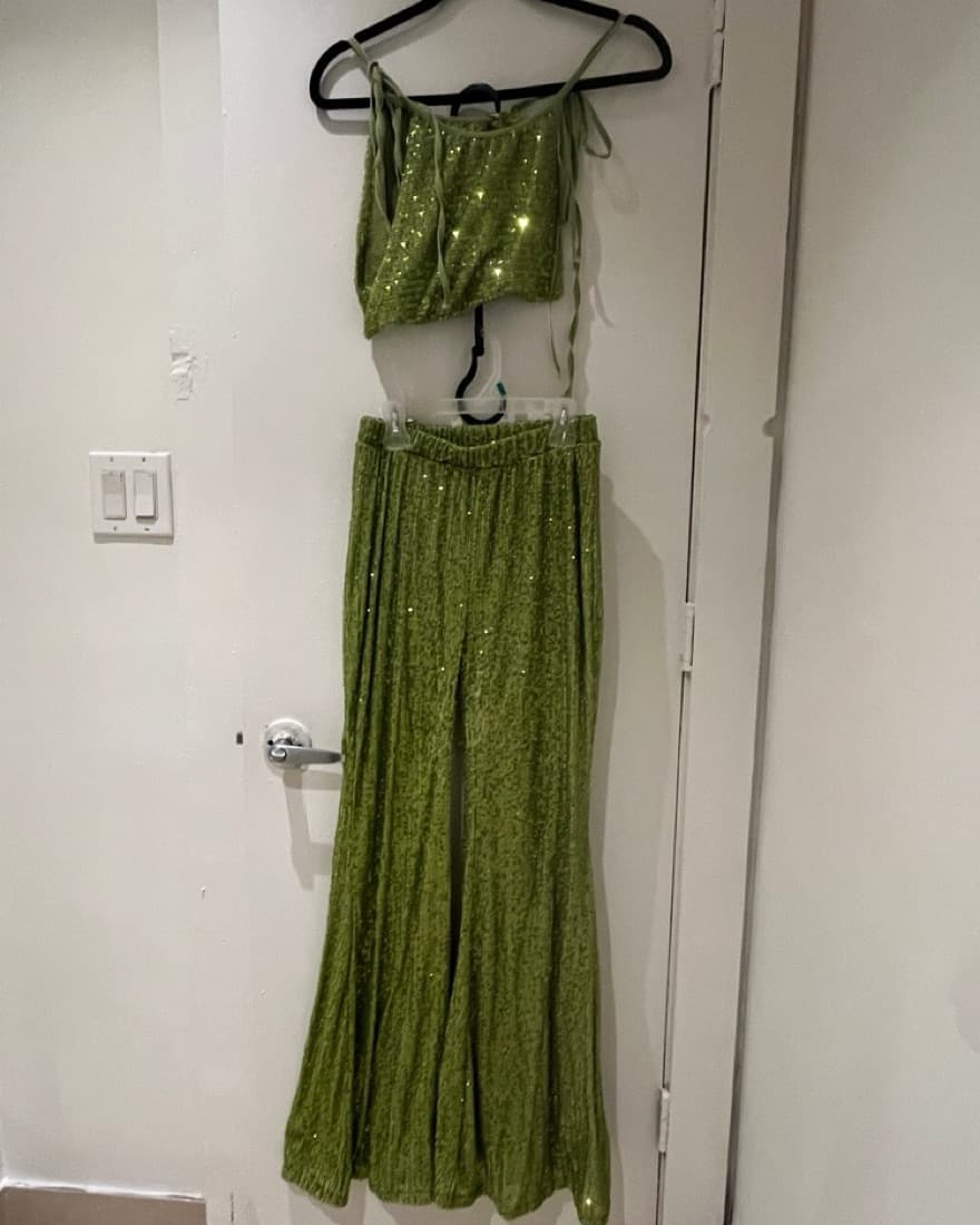 Green Sequin Two Piece Set - Image 3