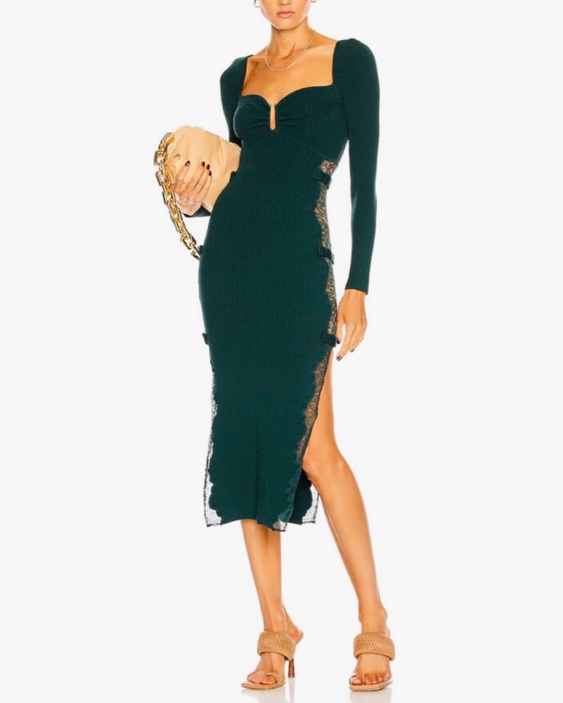 Self Portrait Emerald Green Midi Dress - Image 2