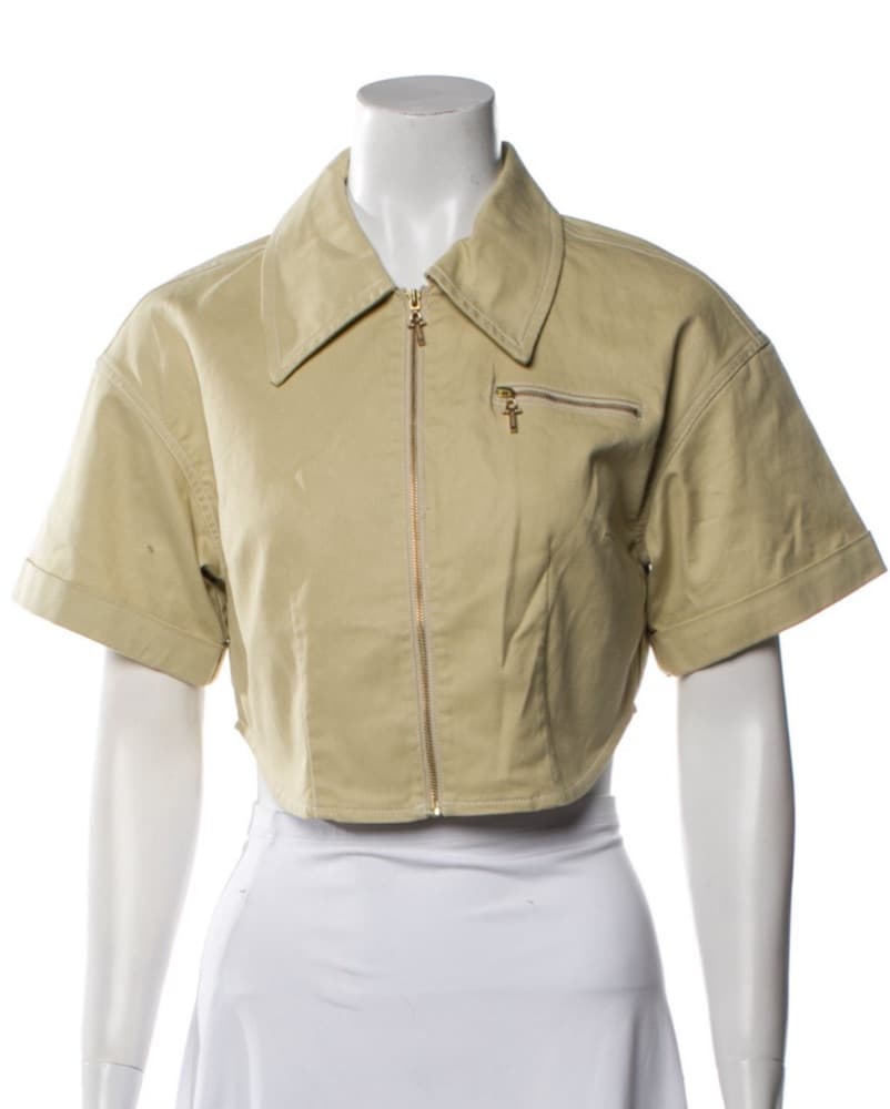 Cult Gaia Canvas Zip Up Collard Shirt - Image 1