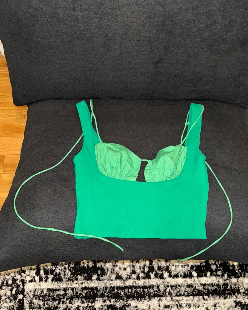 Vibrant Green Bustier Crop Top  - Image 1