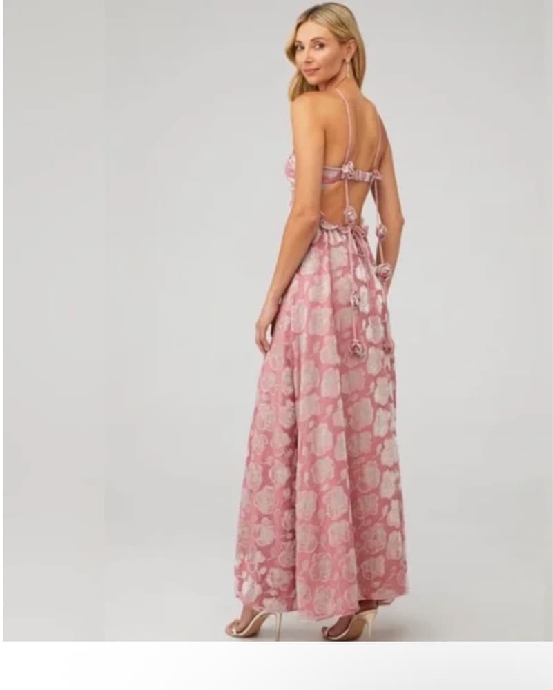 Elegant Floral Halter Gown - Image 3