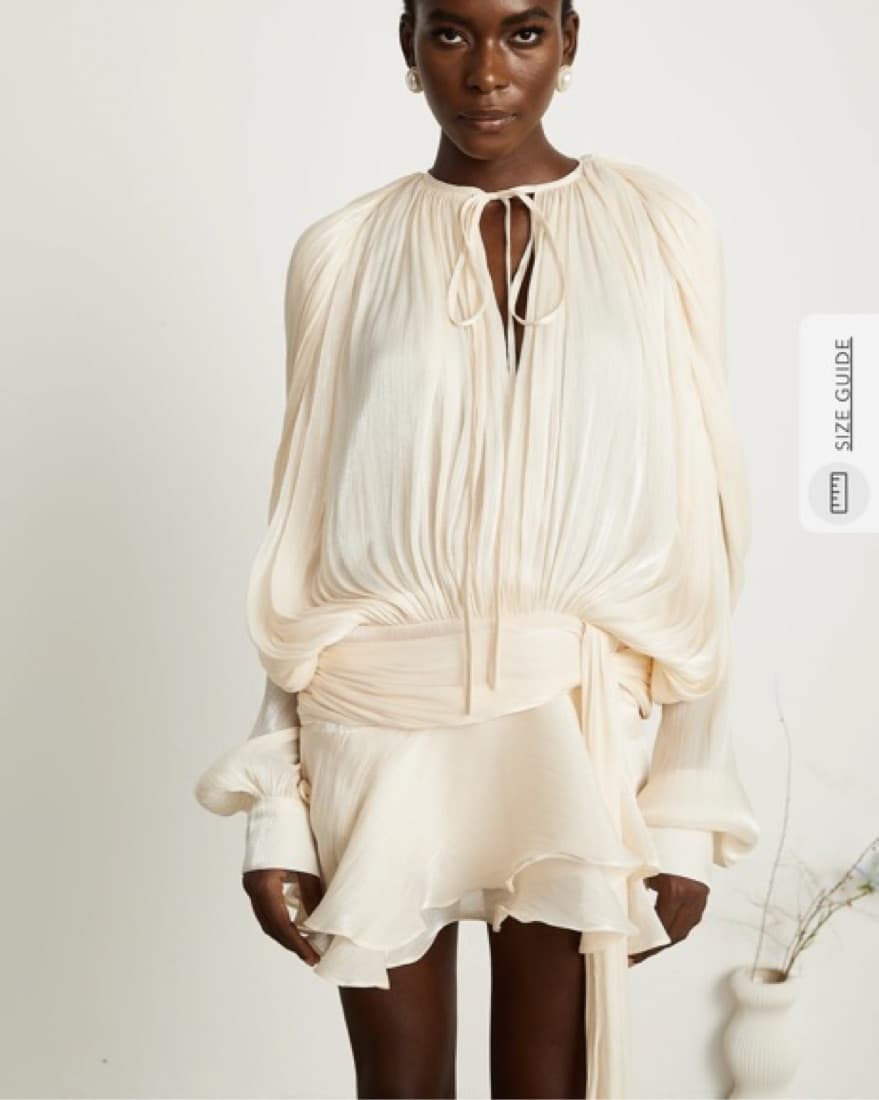 Ivory PLEATED RUFFLED MINI DRESS - Image 6