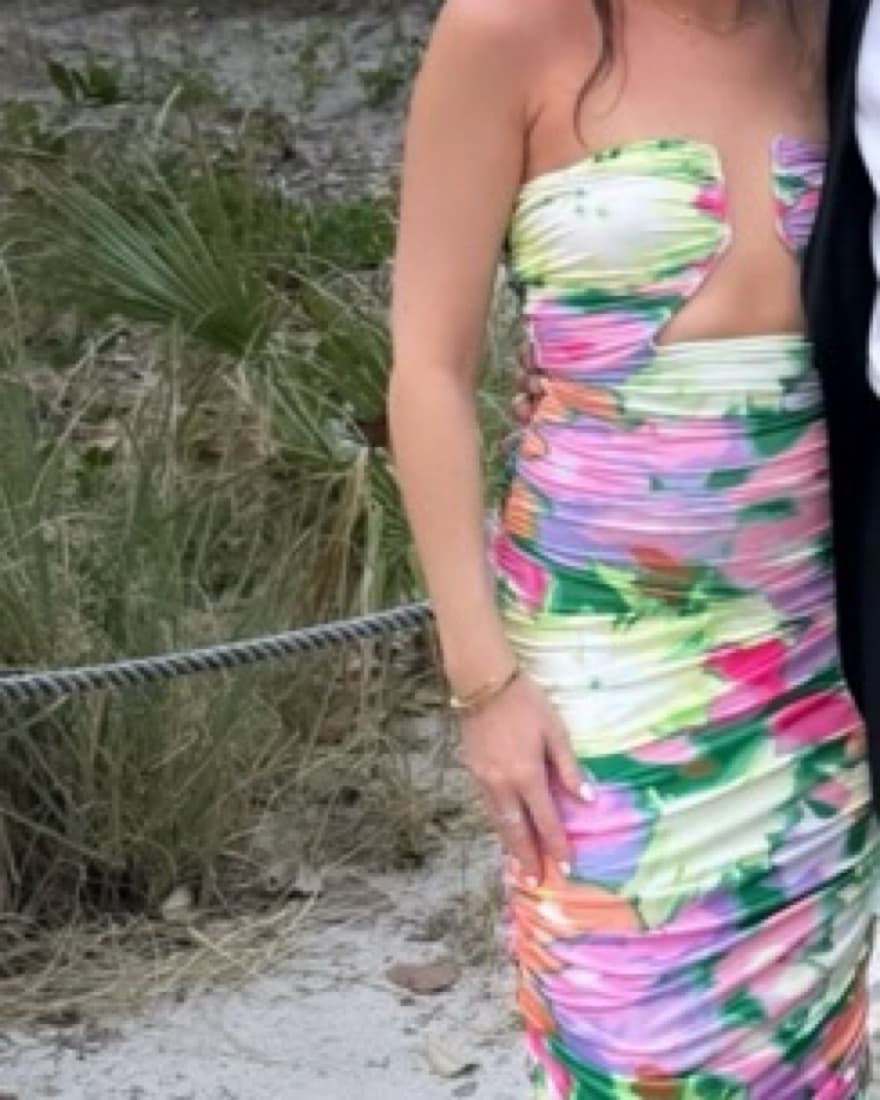 AFRM Ruched Cutout Strapless Maxi Dress - Image 1