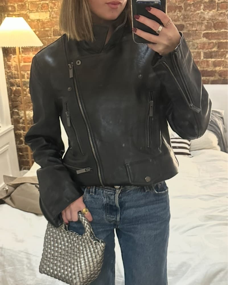 Vintage Leather Moto Jacket - Image 1