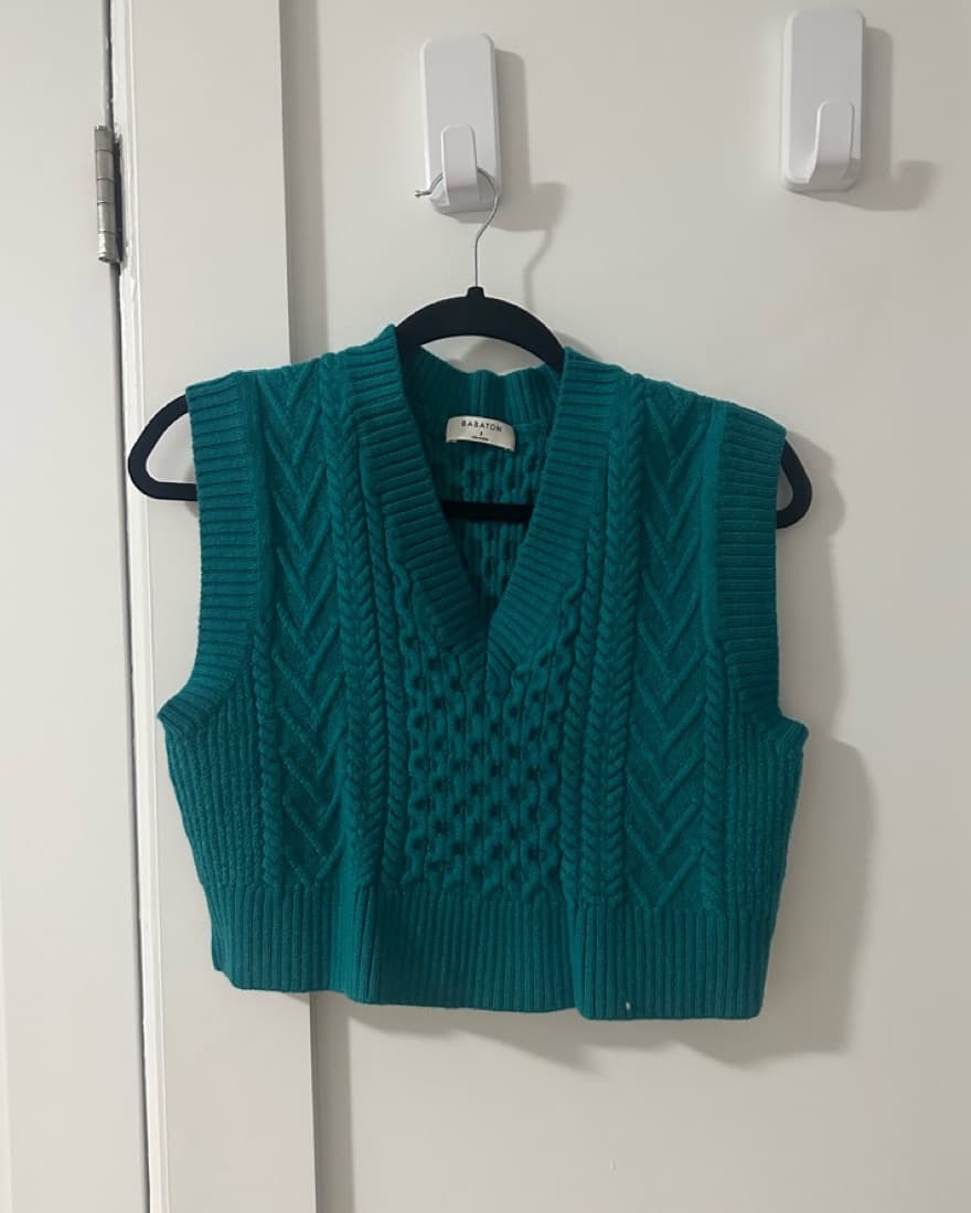 Teal Cropped Sweater Vest - Image 1