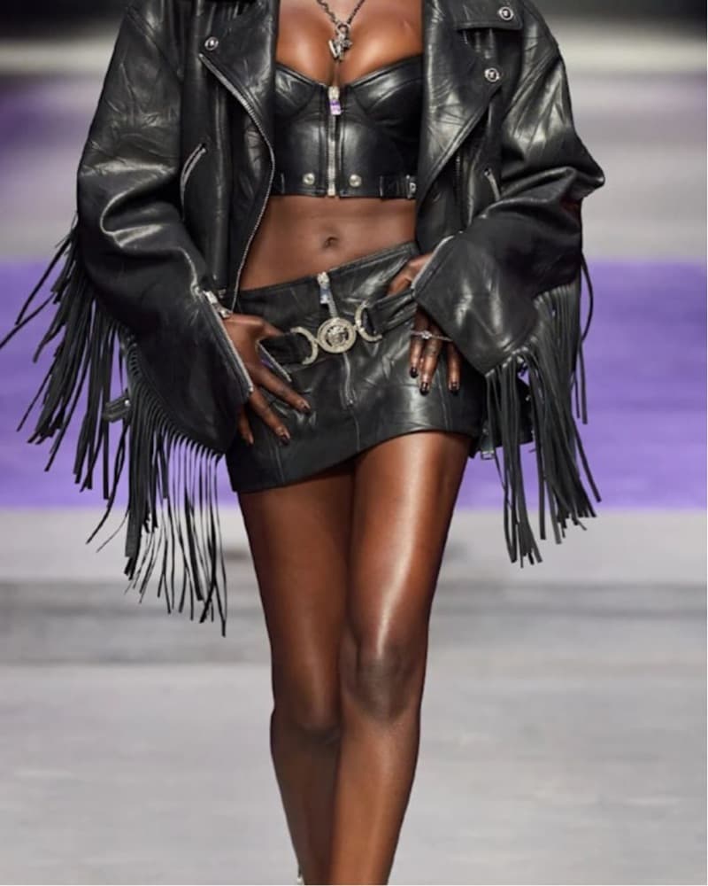 RUNWAY VERSACE - BLACK LEATHER SKIRT - Image 5