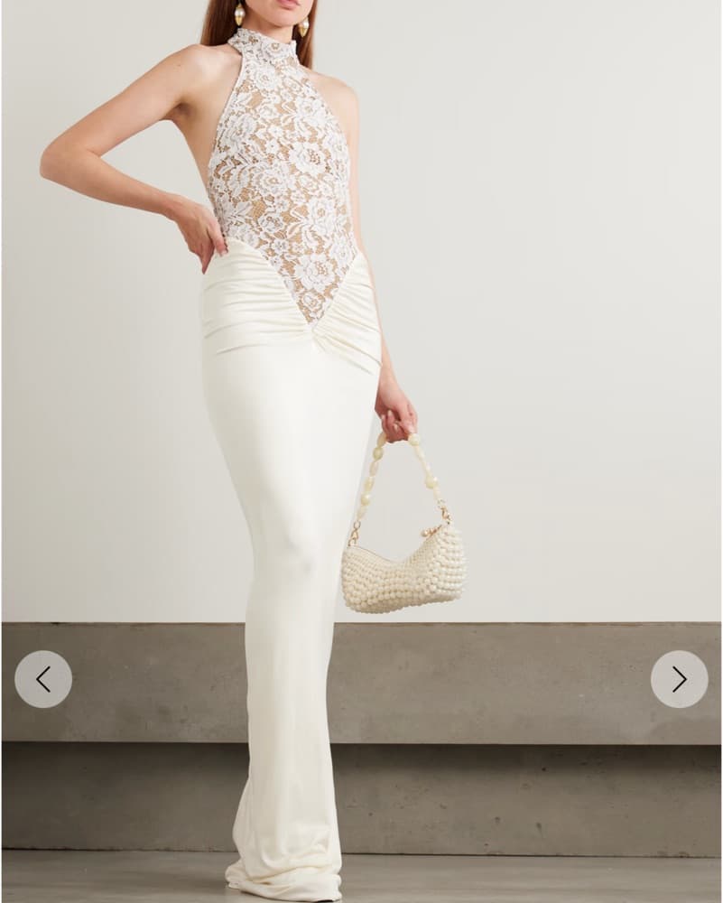 Cass Gathered Lace Halterneck Gown - Image 1