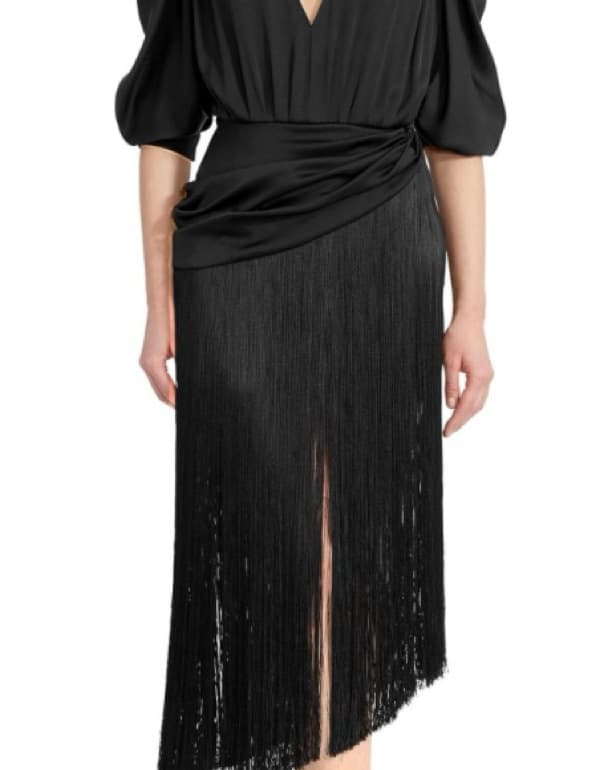 Black Magda Butrym Fringe Dress - Image 2